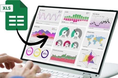 Excel spreadsheet transforming into Power BI dashboard